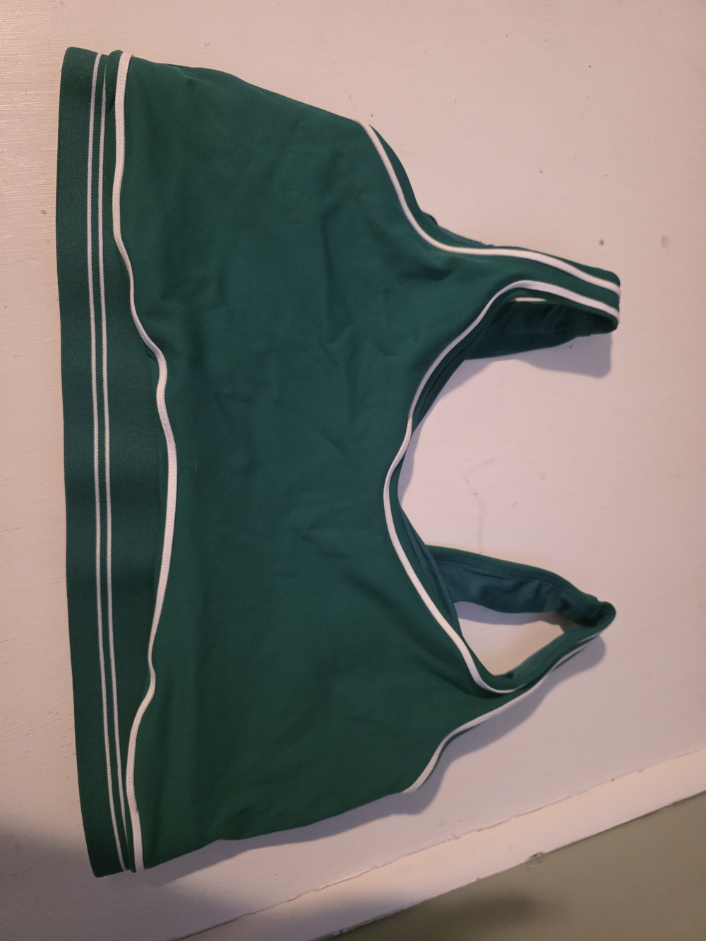 Avia Green Athletic Sports Bra with White Piping